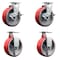 Service Caster Tool Box Caster Wheel Set 6'' Red Poly on Cast Iron Swivel Casters, 4PK TOOL-SCC-20S620-PUB-RS-TLB-2-R-2 - alternate 1